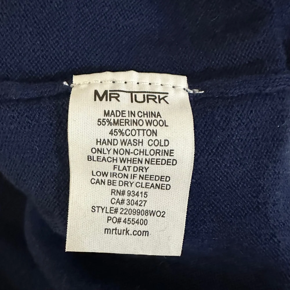 Mr. Turk Men’s NEW NWT Benton Pullover Size Small Navy Blue MSRP $328 Wool